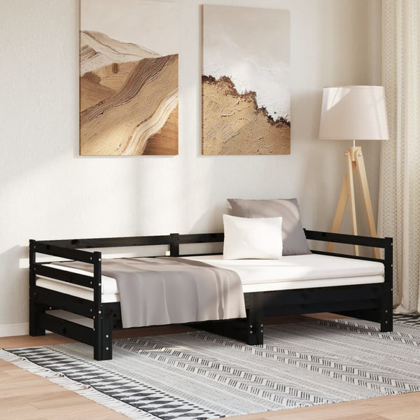 Ausziehbares Tagesbett 90x190 cm, Schwarz