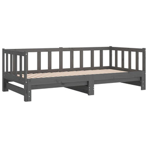 Ausziehbares Tagesbett Grau 90x190 cm Kieferholz