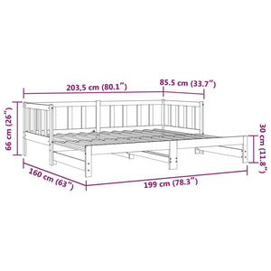 Ausziehbares Tagesbett Grau 90x190 cm Kieferholz