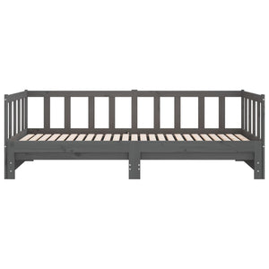 Ausziehbares Tagesbett Grau 90x190 cm Kieferholz