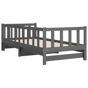Ausziehbares Tagesbett Grau 90x190 cm Kieferholz