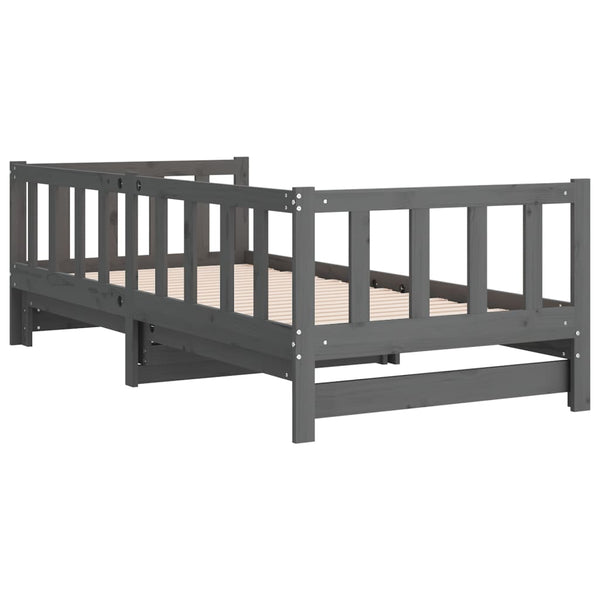 Ausziehbares Tagesbett Grau 90x190 cm Kieferholz