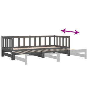 Ausziehbares Tagesbett Grau 90x190 cm Kieferholz