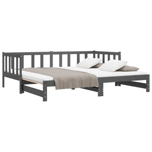 Ausziehbares Tagesbett Grau 90x190 cm Kieferholz