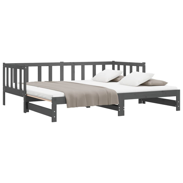 Ausziehbares Tagesbett Grau 90x190 cm Kieferholz