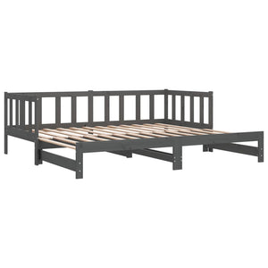 Ausziehbares Tagesbett Grau 90x190 cm Kieferholz