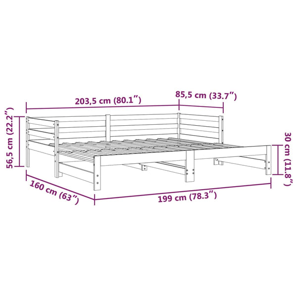 Ausziehbares Tagesbett 80x200 cm