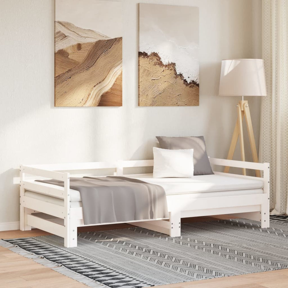 Ausziehbares Tagesbett 80x200 cm Weiß