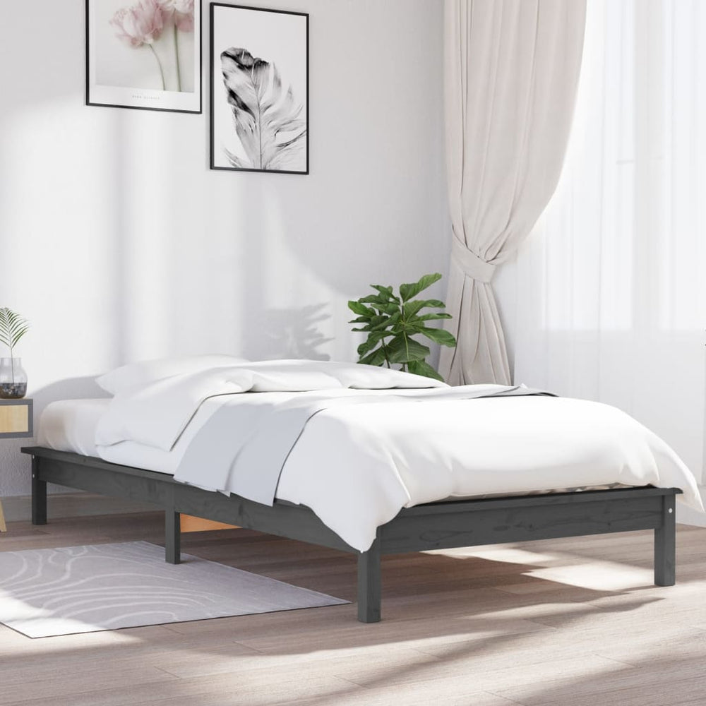 Massivholzbett Grau 100x200 cm