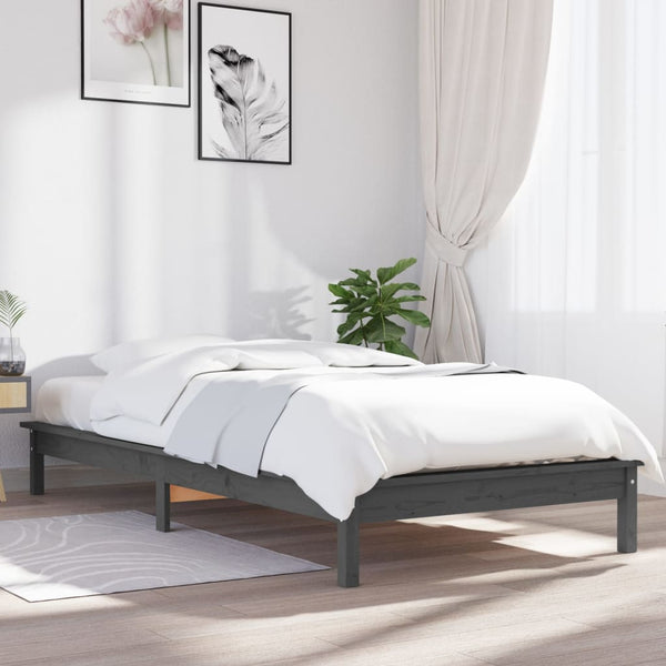 Massivholzbett Grau 100x200 cm