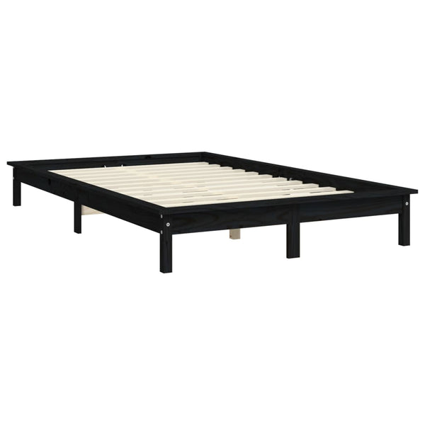 Massivholzbett Schwarz 150x200 cm