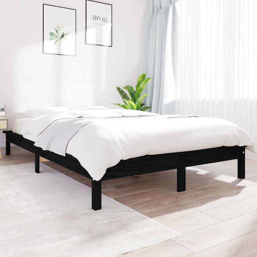 Massivholzbett Schwarz 150x200 cm