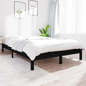 Massivholzbett Schwarz 150x200 cm