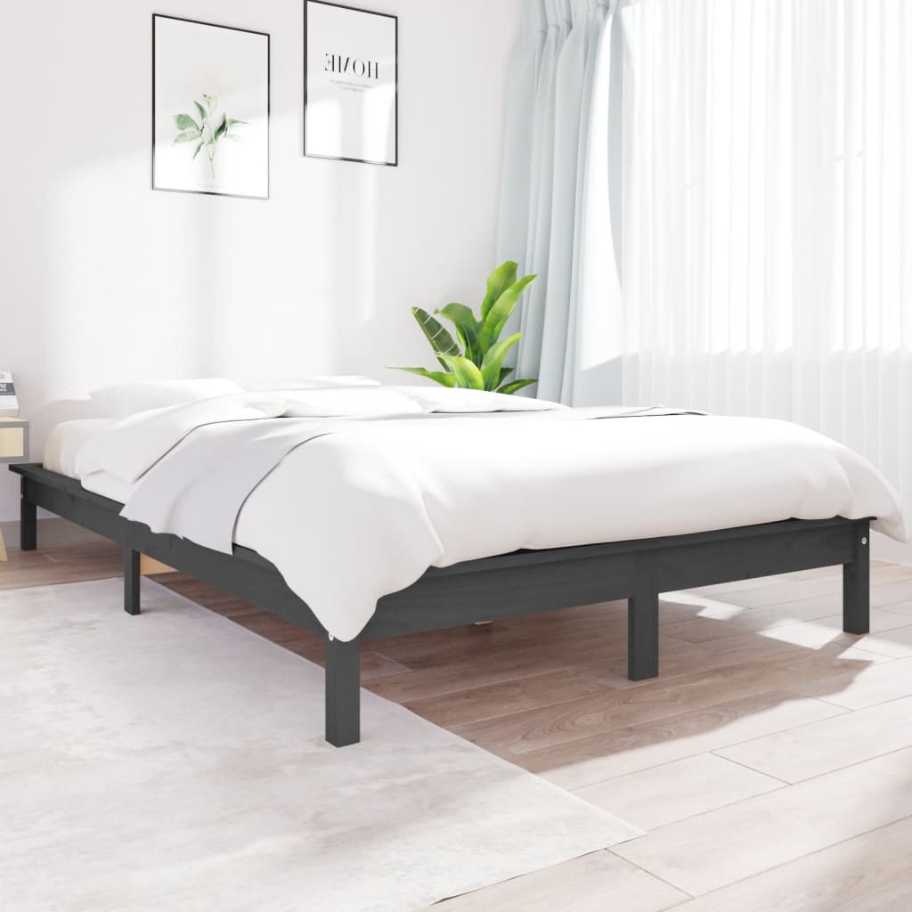 Massivholzbett Grau 120x190 cm