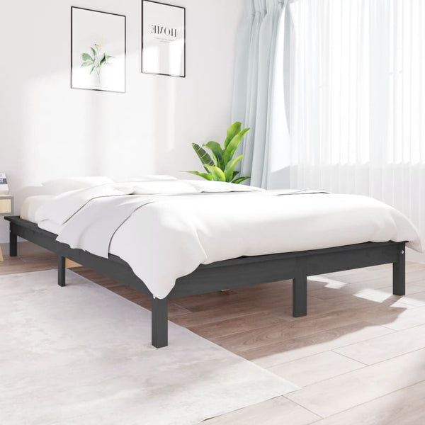 Massivholzbett Grau 120x190 cm
