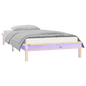 Massivholzbett mit LED 90x200 cm