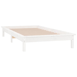 Massivholzbett Weiß mit LED 90x200 cm
