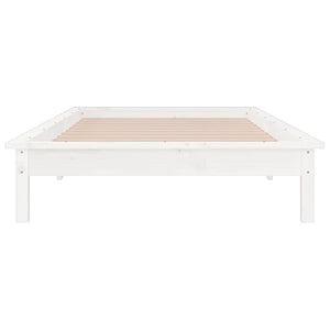 Massivholzbett Weiß mit LED 90x200 cm