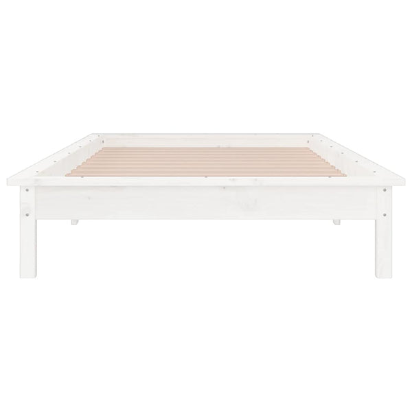 Massivholzbett Weiß mit LED 90x200 cm