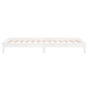 Massivholzbett Weiß mit LED 90x200 cm