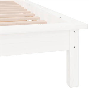 Massivholzbett Weiß mit LED 90x200 cm