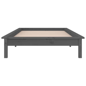 Massivholzbett Grau mit LED 90x200 cm