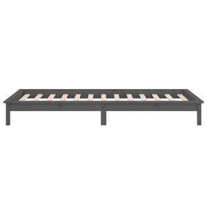 Massivholzbett Grau mit LED 90x200 cm
