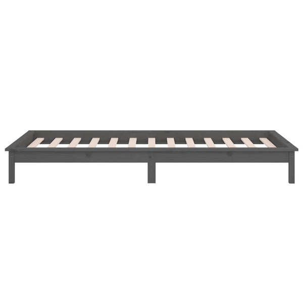Massivholzbett Grau mit LED 90x200 cm