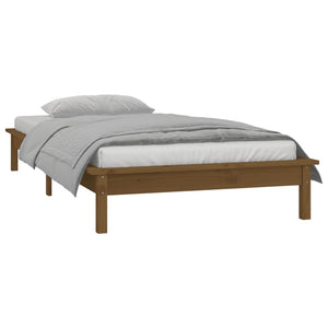 Massivholzbett 90x200 cm mit LED Honigbraun