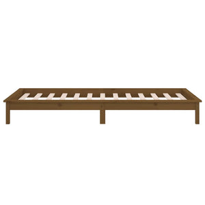 Massivholzbett 90x200 cm mit LED Honigbraun