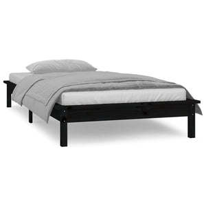 Schwarzes Holzbett mit LEDs 90x200 cm