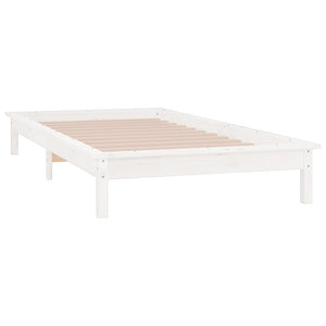 Massivholzbett Weiß mit LED 100x200 cm