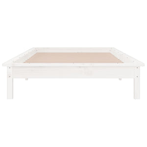 Massivholzbett Weiß mit LED 100x200 cm