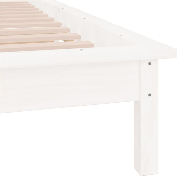Massivholzbett Weiß mit LED 100x200 cm