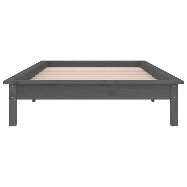 Graues Massivholzbett mit LED 100x200 cm