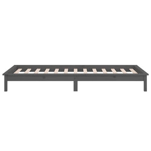 Graues Massivholzbett mit LED 100x200 cm