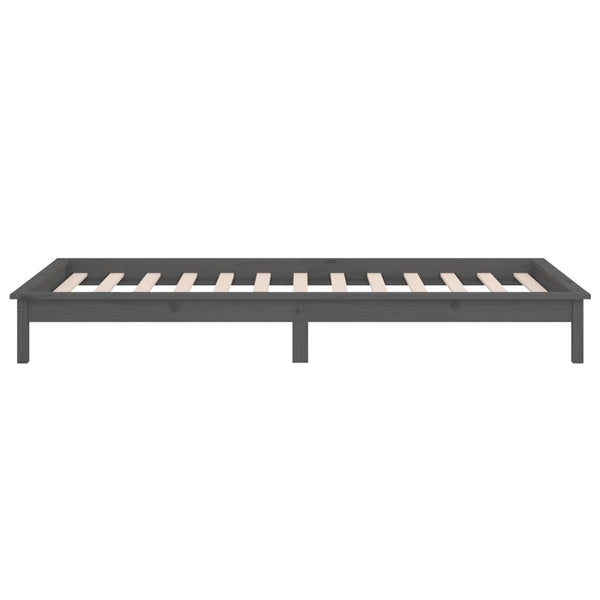 Graues Massivholzbett mit LED 100x200 cm