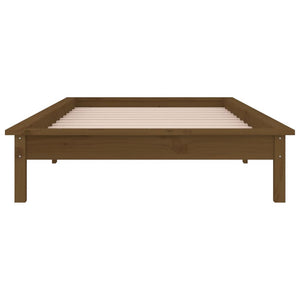 Massivholzbett mit LED Honigbraun 100x200 cm