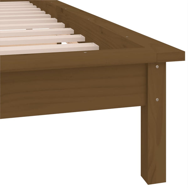 Massivholzbett mit LED Honigbraun 100x200 cm