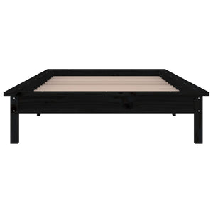 Schwarzes Massivholzbett mit LED 100x200 cm