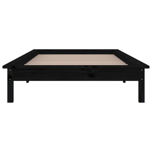Schwarzes Massivholzbett mit LED 100x200 cm