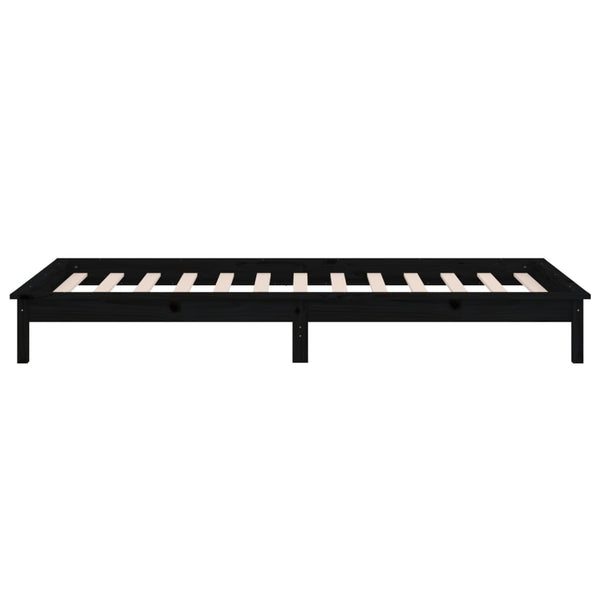 Schwarzes Massivholzbett mit LED 100x200 cm