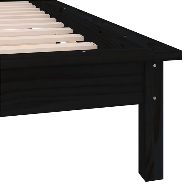 Schwarzes Massivholzbett mit LED 100x200 cm