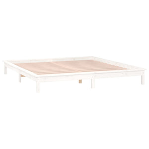 Massivholzbett mit LED Weiß 120x200 cm