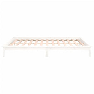 Massivholzbett mit LED Weiß 120x200 cm