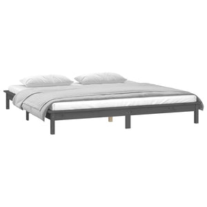 Massivholzbett Grau mit LED 120x200 cm
