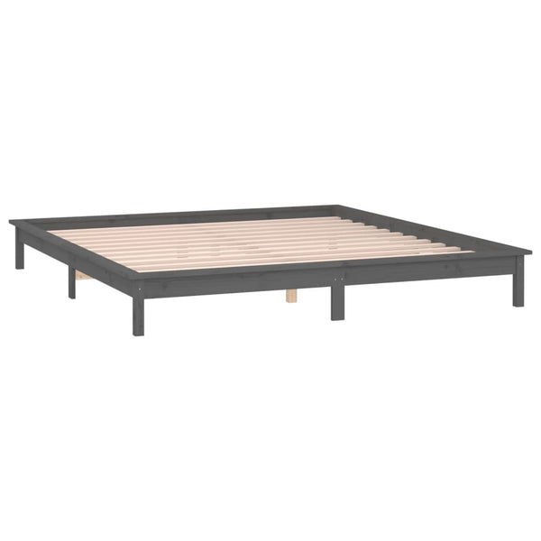 Massivholzbett Grau mit LED 120x200 cm