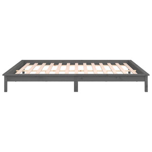 Massivholzbett Grau mit LED 120x200 cm