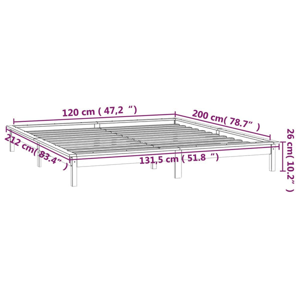 Massivholzbett Honigbraun mit LED 120x200 cm