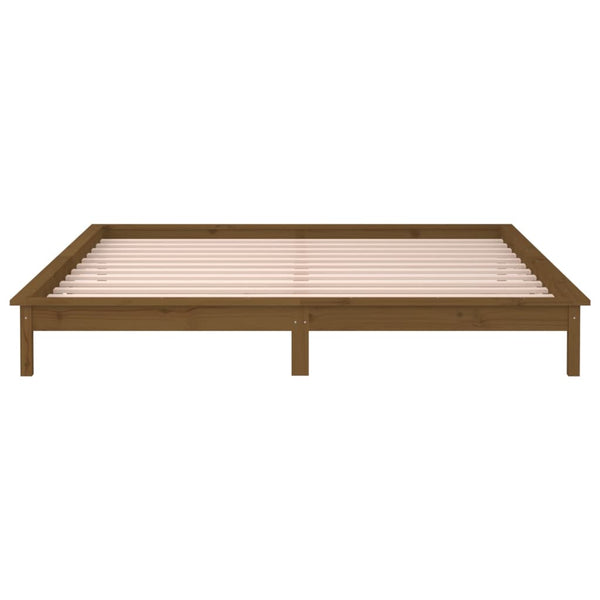 Massivholzbett Honigbraun mit LED 120x200 cm